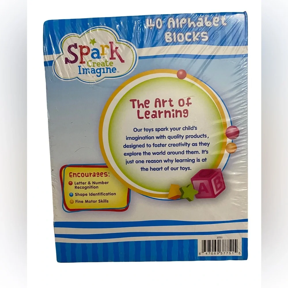 Spark Create Imagine Wooden Alphabet Blocks 40 Wood Pieces - Age 18 Months Plus